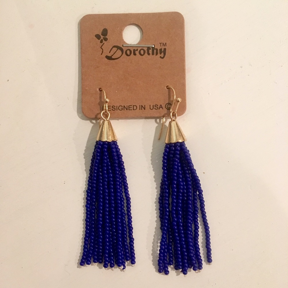 Blue tassel earrings